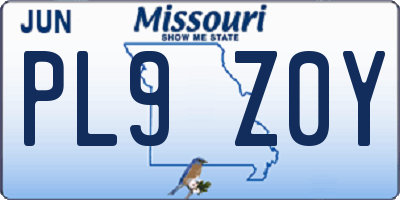 MO license plate PL9Z0Y
