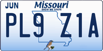 MO license plate PL9Z1A