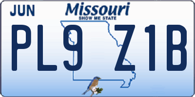 MO license plate PL9Z1B