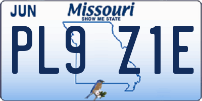 MO license plate PL9Z1E