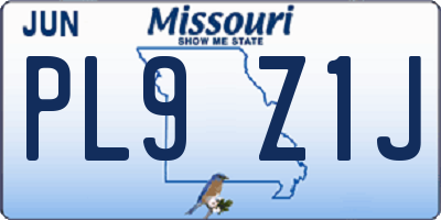 MO license plate PL9Z1J