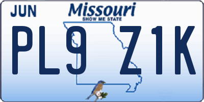 MO license plate PL9Z1K