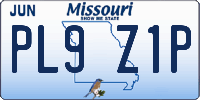 MO license plate PL9Z1P