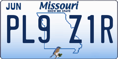 MO license plate PL9Z1R