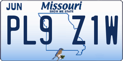 MO license plate PL9Z1W