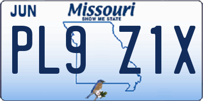MO license plate PL9Z1X