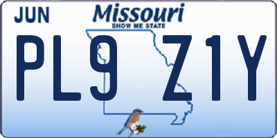 MO license plate PL9Z1Y