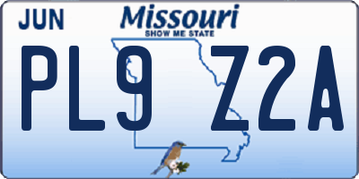 MO license plate PL9Z2A