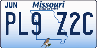 MO license plate PL9Z2C