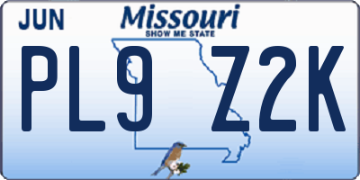 MO license plate PL9Z2K