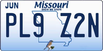 MO license plate PL9Z2N