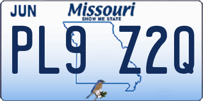 MO license plate PL9Z2Q