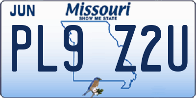 MO license plate PL9Z2U