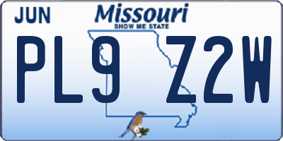 MO license plate PL9Z2W