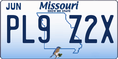 MO license plate PL9Z2X