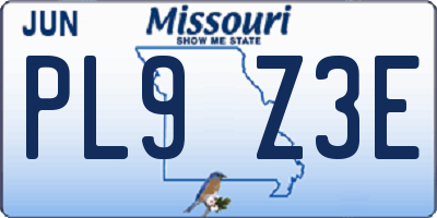 MO license plate PL9Z3E