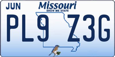 MO license plate PL9Z3G