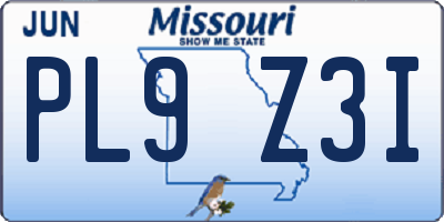 MO license plate PL9Z3I
