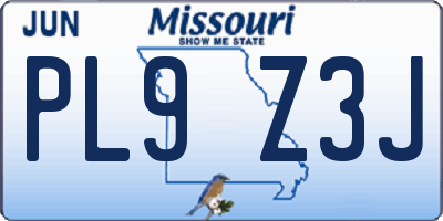 MO license plate PL9Z3J