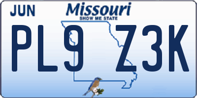 MO license plate PL9Z3K