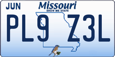 MO license plate PL9Z3L