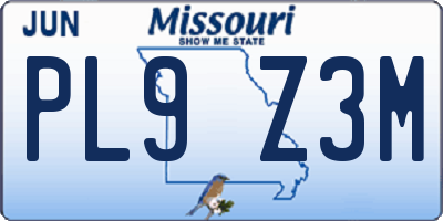 MO license plate PL9Z3M