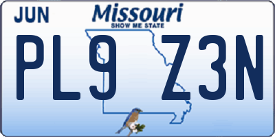 MO license plate PL9Z3N