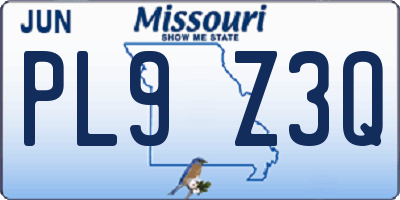 MO license plate PL9Z3Q