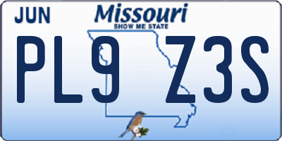 MO license plate PL9Z3S
