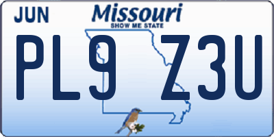 MO license plate PL9Z3U