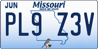 MO license plate PL9Z3V