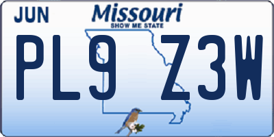 MO license plate PL9Z3W