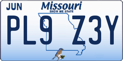 MO license plate PL9Z3Y