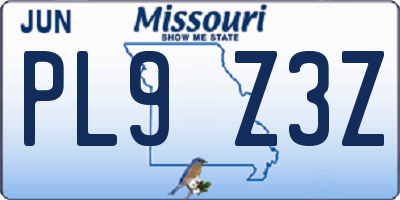 MO license plate PL9Z3Z