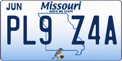 MO license plate PL9Z4A