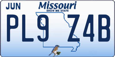 MO license plate PL9Z4B