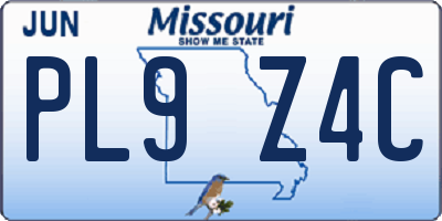 MO license plate PL9Z4C