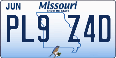 MO license plate PL9Z4D