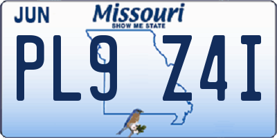 MO license plate PL9Z4I