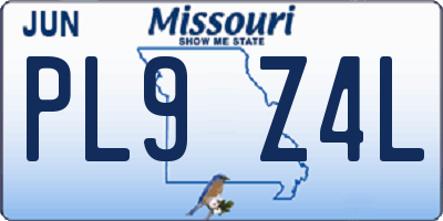 MO license plate PL9Z4L