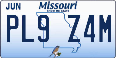 MO license plate PL9Z4M