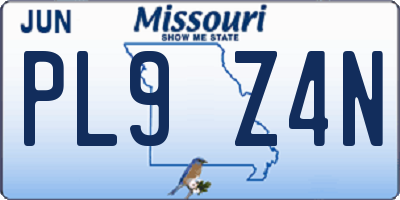 MO license plate PL9Z4N