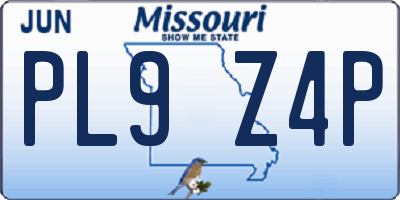 MO license plate PL9Z4P