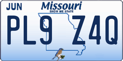 MO license plate PL9Z4Q