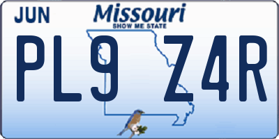 MO license plate PL9Z4R