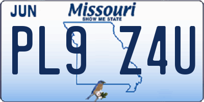 MO license plate PL9Z4U