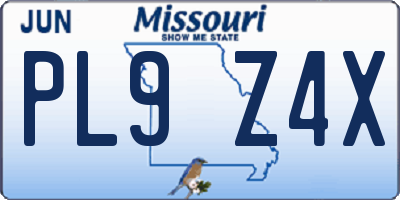 MO license plate PL9Z4X