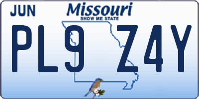 MO license plate PL9Z4Y