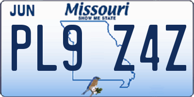 MO license plate PL9Z4Z