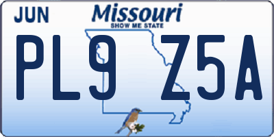 MO license plate PL9Z5A